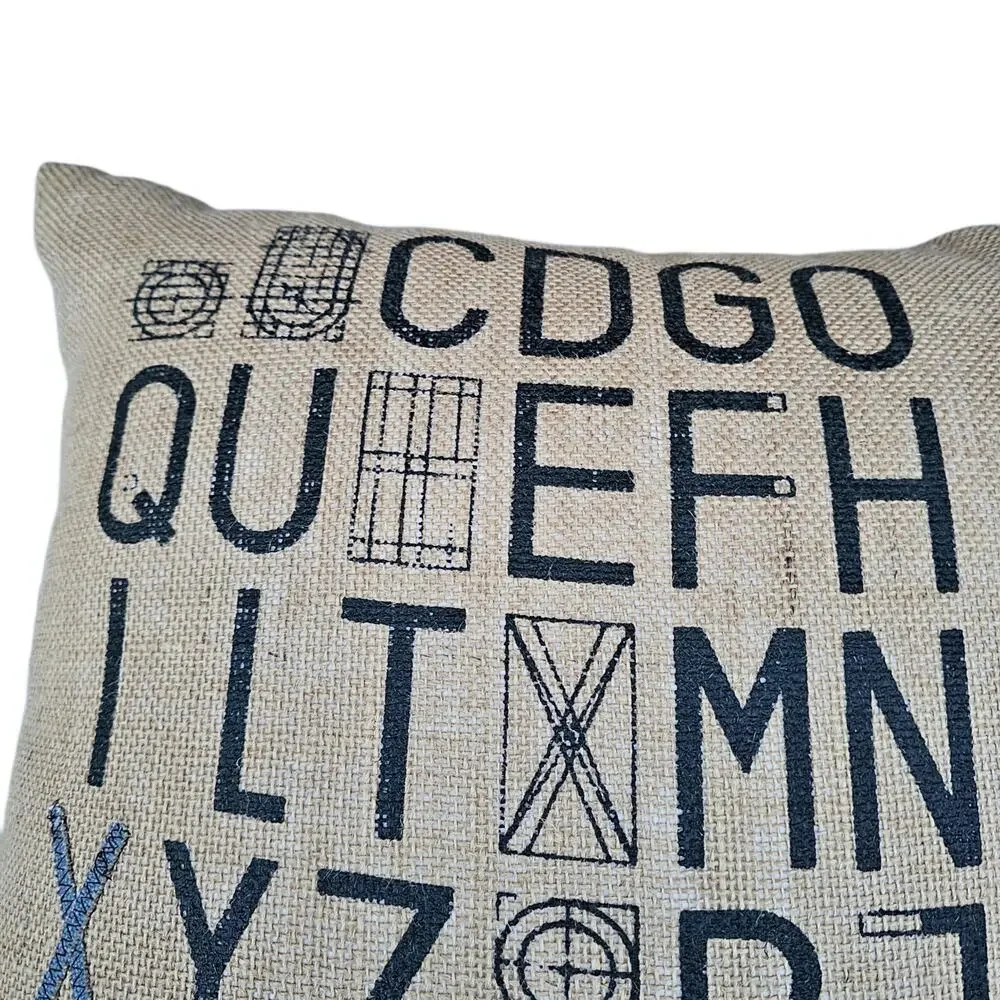 Lacefield Designs Distressed Burlap Alphabet Throw Pillow Accent Down Filled